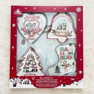 Disney Parks Christmas Ornament Set Retro Metal Plaid Holiday Lodge 2021 New